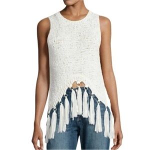 A.L.C. Ivory Knit Fringe Top